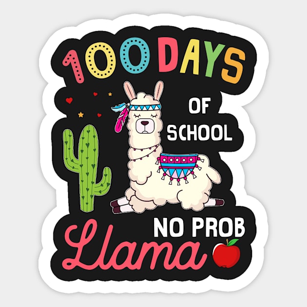 100 Days Of School No Prob Llama T-shirt For Llama Sticker by Elsie